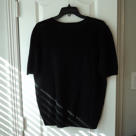 Women's Black SS Crew Neck Sweater Mesh Top Portion **NWT* - Picture 3 of 6